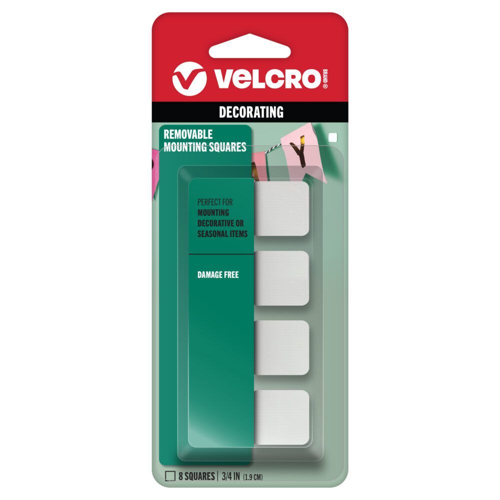 White VELCRO® Brand Removable Mounting Squares 3/4in Squares - 8 ct