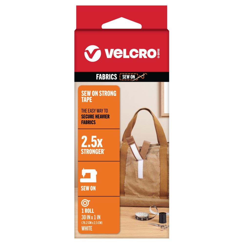 White VELCRO® Brand Sew on Strong Tape.