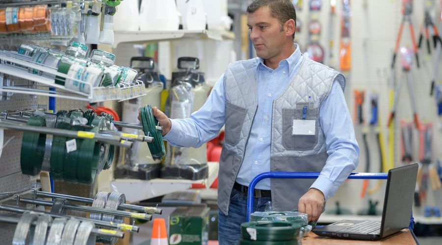 Man stocking shelves at a store