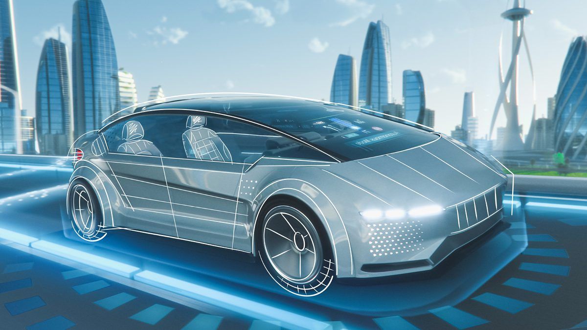 Futuristic car in modern city - VELCRO® Brand Automotive and Aerospace solutions