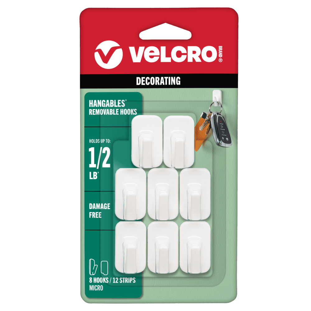 VELCRO® Brand HANGables® Removable Micro Hook white 8 ct - holds 1/2 lb.